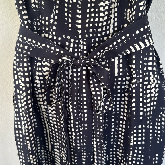 W by Worth silk navy white abstract surplice v-neck short sleeve dress size 6 - Picture 11 of 15